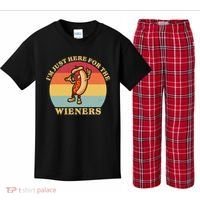 Im Just Here For The Weiners 4th Of July Kids Plaid Pajama Set thumb 0