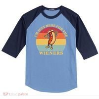Im Just Here For The Weiners 4th Of July Raglan Baseball Sleeve Shirt thumb 0