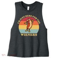 Im Just Here For The Weiners 4th Of July Women's Racerback Cropped Tank thumb 0