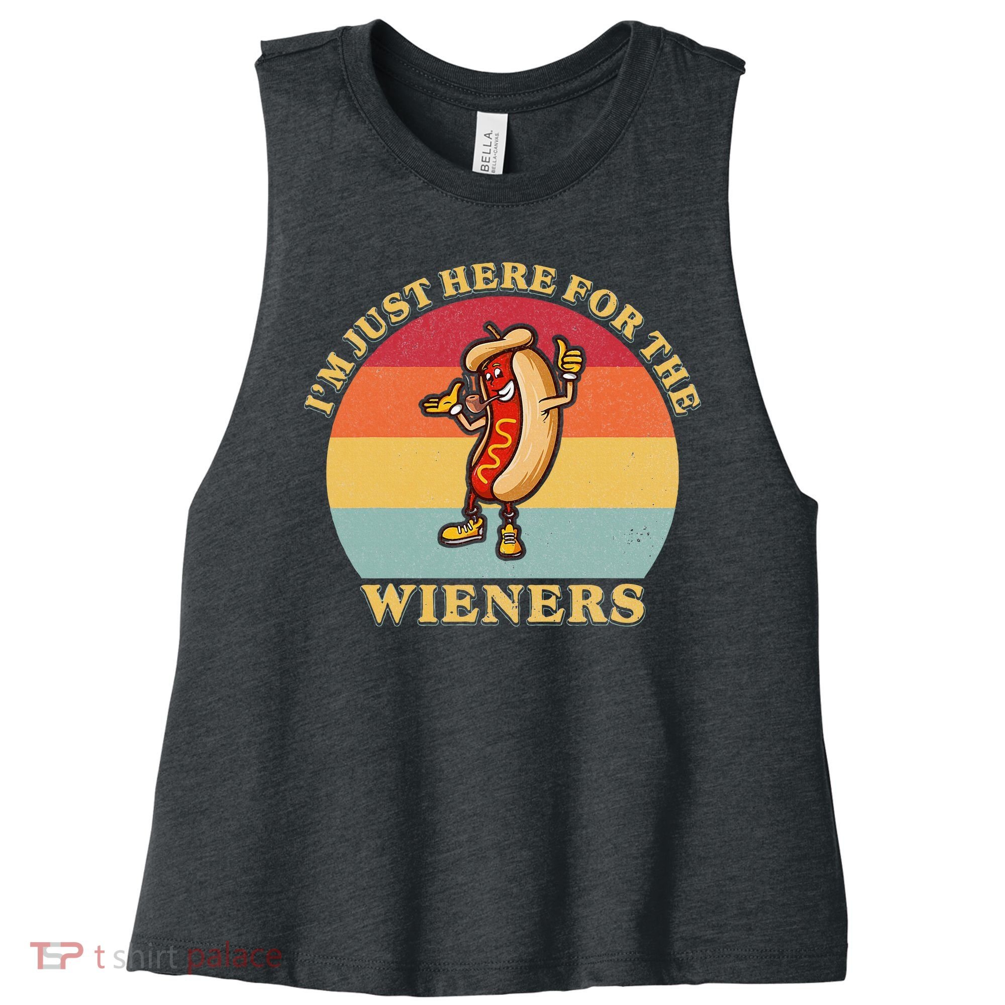 Im Just Here For The Weiners 4th Of July Women's Racerback Cropped Tank