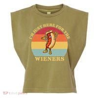 Im Just Here For The Weiners 4th Of July Garment-Dyed Women's Muscle Tee thumb 0