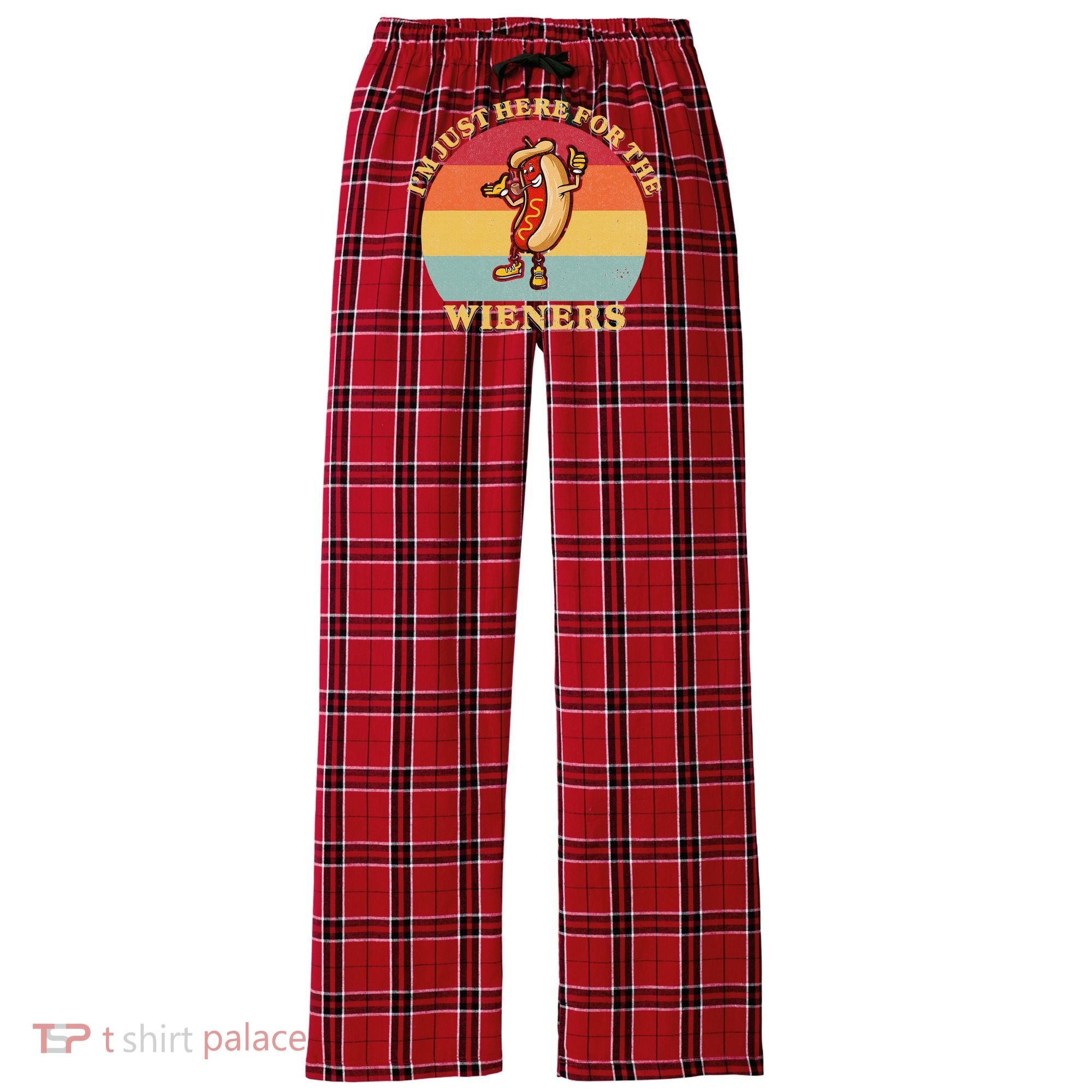 Im Just Here For The Weiners 4th Of July Women's Flannel Plaid Pajama Pants