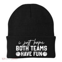 I Just Hope Both Teams Have Fun White Tee Basketball Lovers Gift Beanie thumb 0