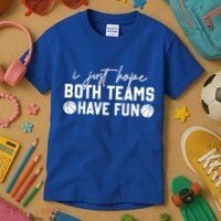 I Just Hope Both Teams Have Fun White Tee Basketball Lovers Gift Kids T-Shirt thumb 3