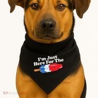 I'm Just Here For The Popsicle Funny Bomb Retro 80s Pop Gift USA-Made Doggie Bandana thumb 1