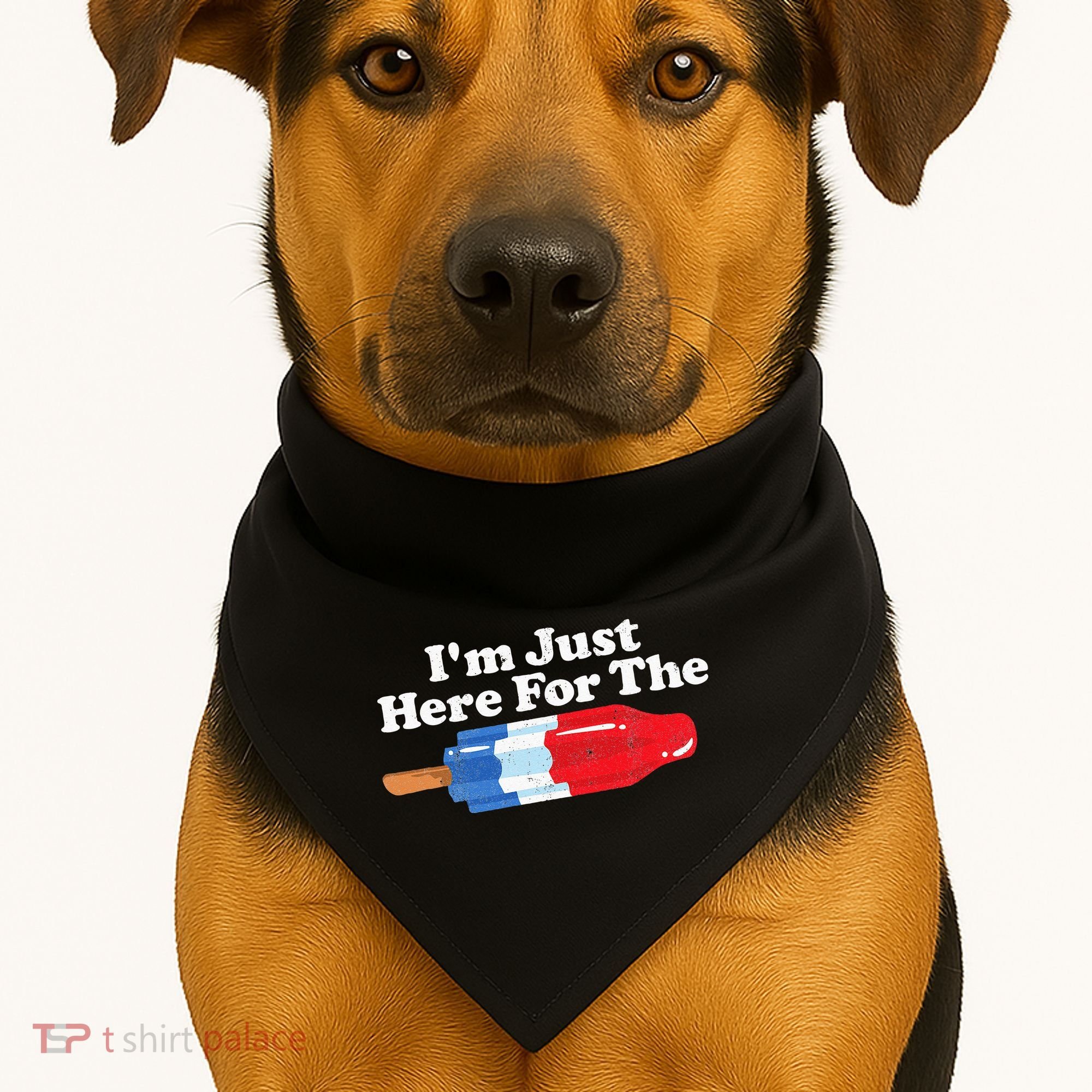 I'm Just Here For The Popsicle Funny Bomb Retro 80s Pop Gift USA-Made Doggie Bandana