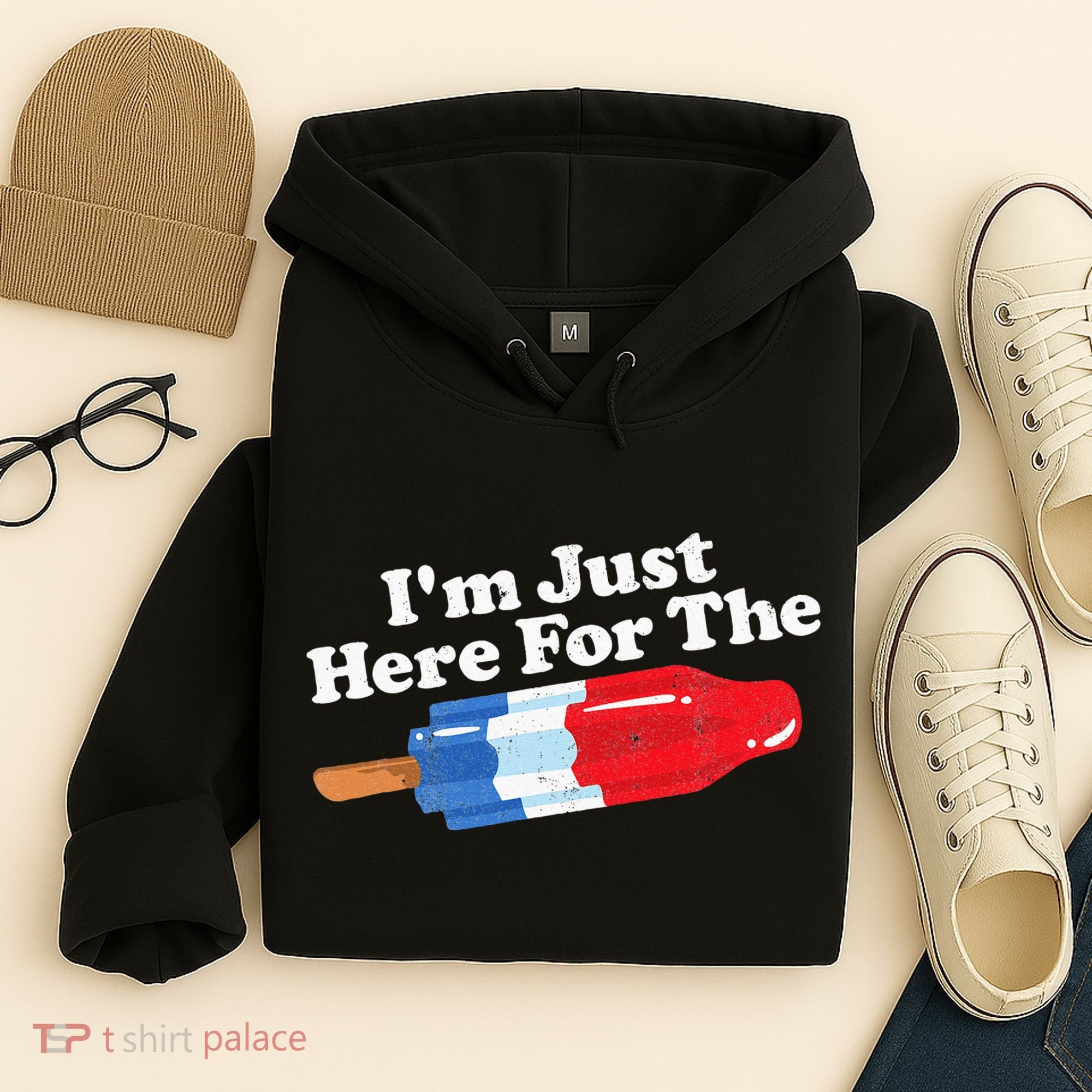 I'm Just Here For The Popsicle Funny Bomb Retro 80s Pop Gift Hoodie