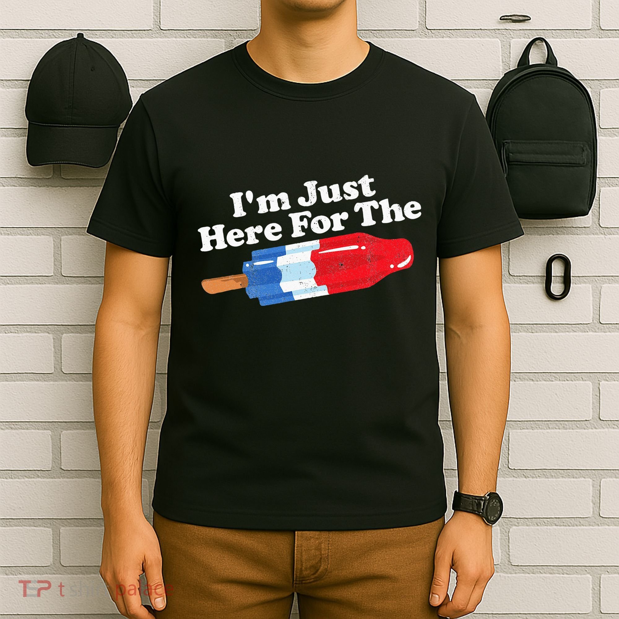I'm Just Here For The Popsicle Funny Bomb Retro 80s Pop Gift T-Shirt