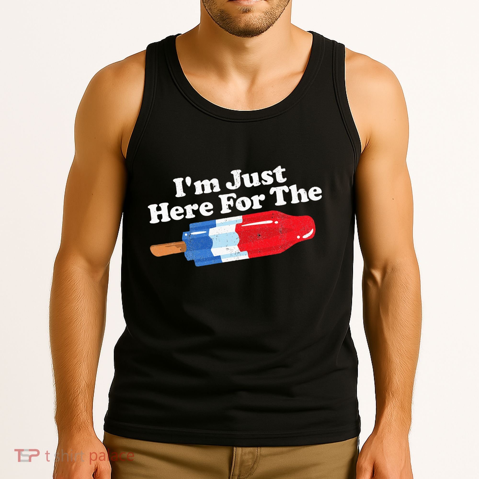 I'm Just Here For The Popsicle Funny Bomb Retro 80s Pop Gift Tank Top