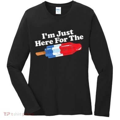 I'm Just Here For The Popsicle Funny Bomb Retro 80s Pop Gift Women's Long Sleeve Shirt