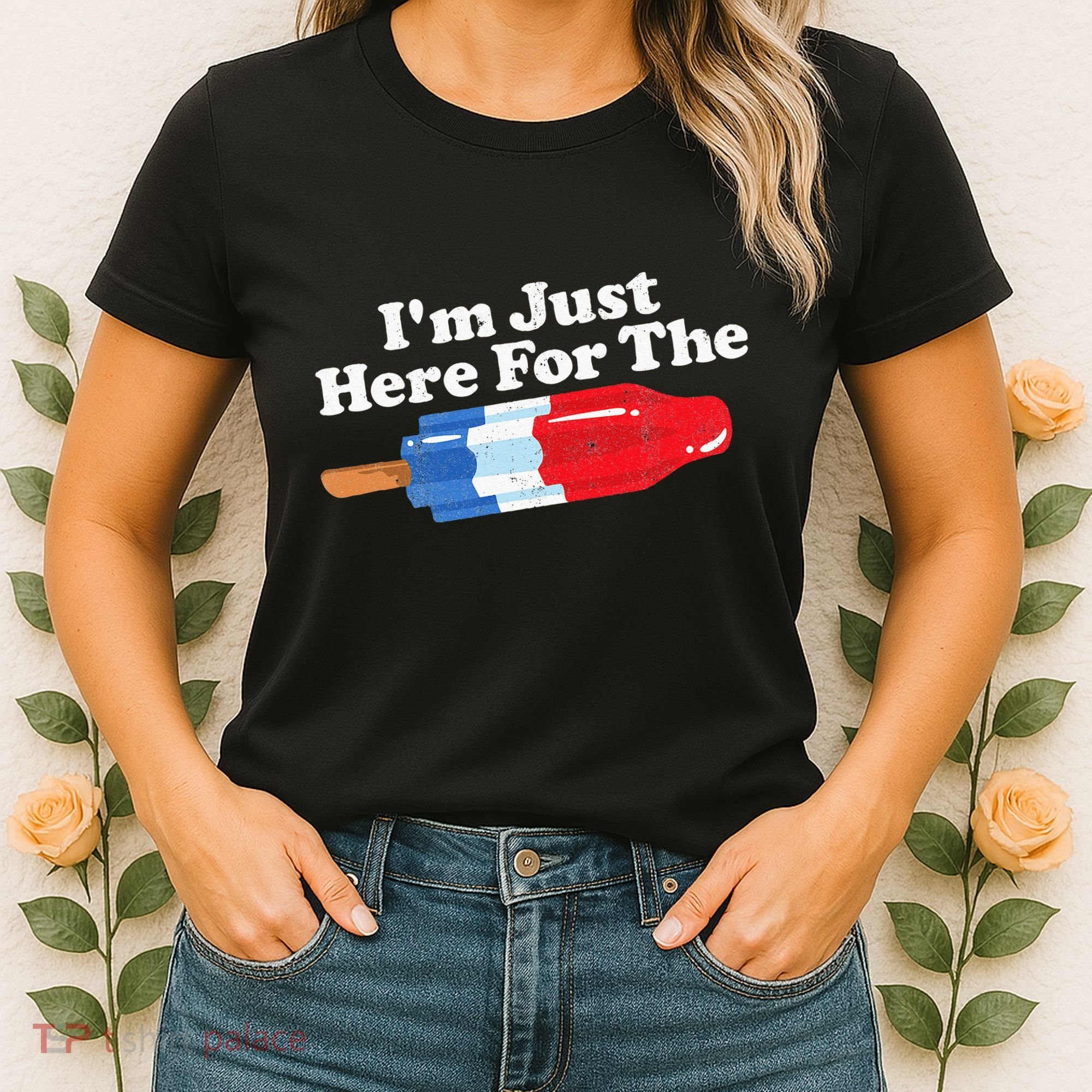 I'm Just Here For The Popsicle Funny Bomb Retro 80s Pop Gift Women's T-Shirt