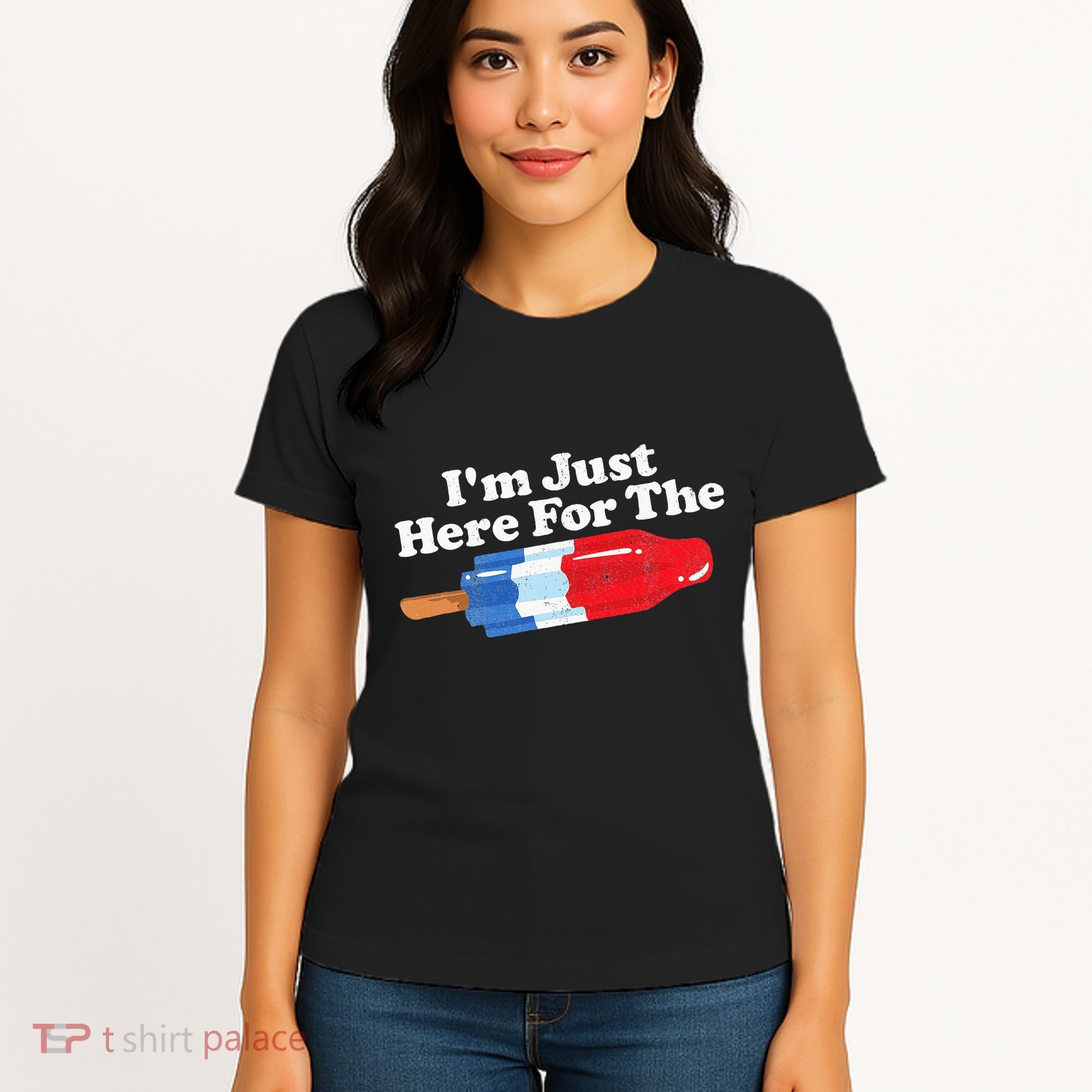 I'm Just Here For The Popsicle Funny Bomb Retro 80s Pop Gift Women's T-Shirt