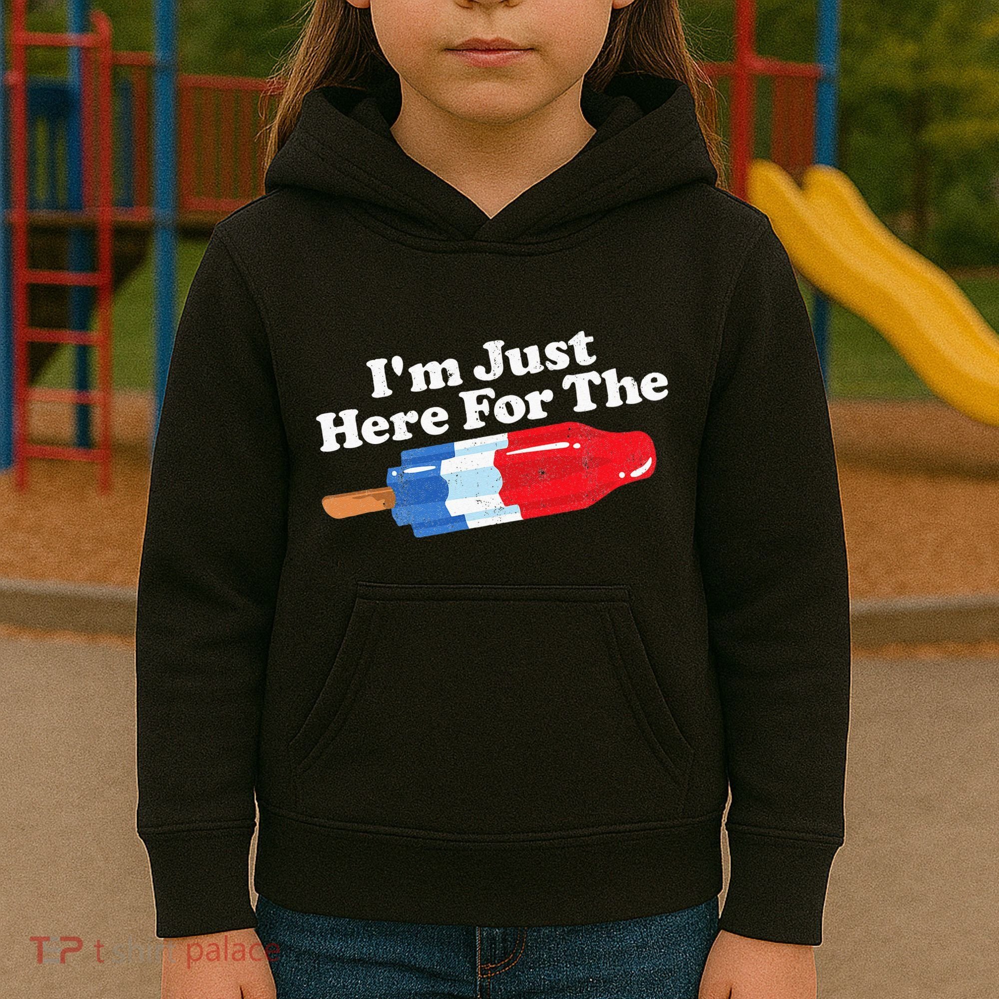 I'm Just Here For The Popsicle Funny Bomb Retro 80s Pop Gift Kids Hoodie