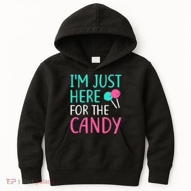 Im Just Here For The Candy Halloween Kids Hoodie