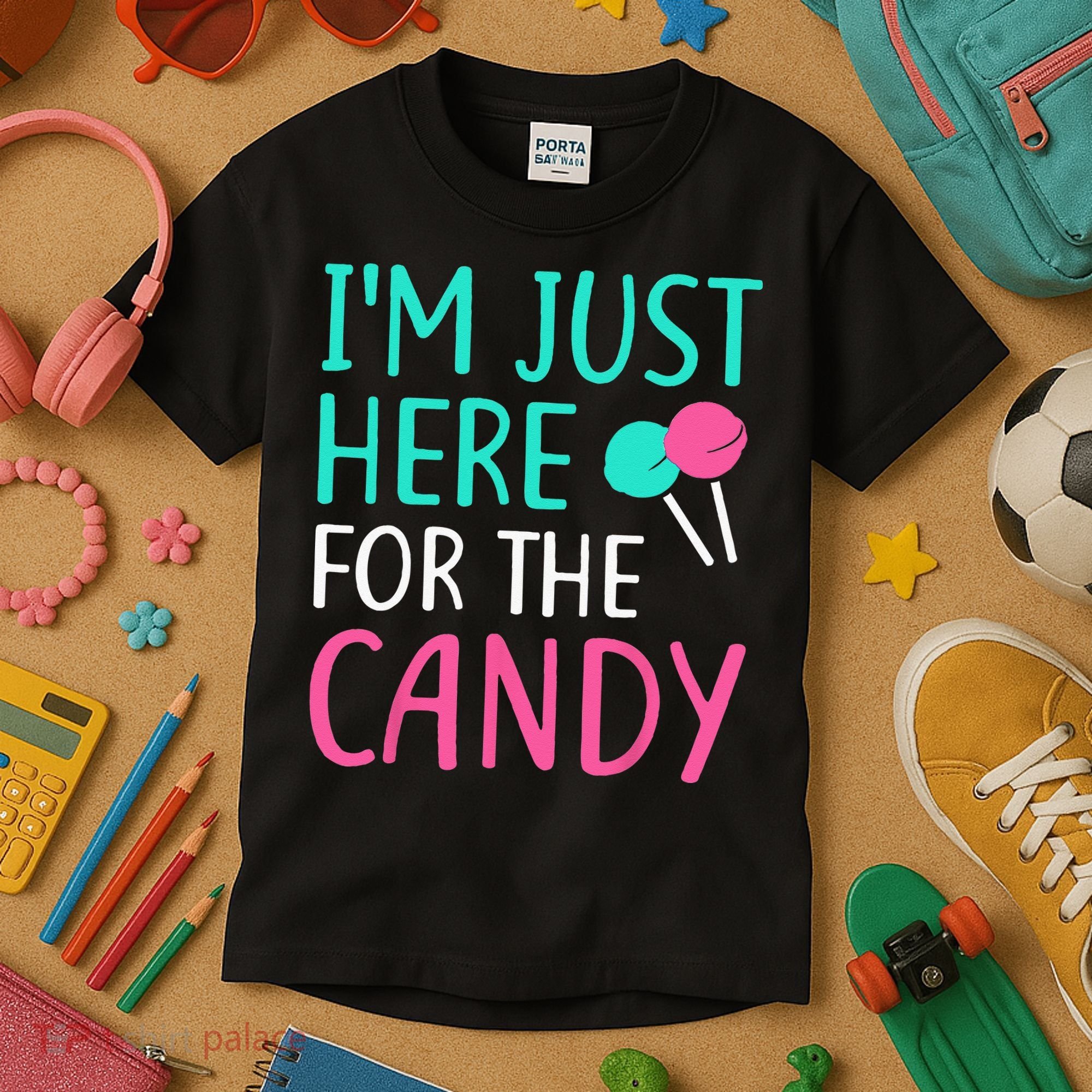 Im Just Here For The Candy Halloween Kids T-Shirt