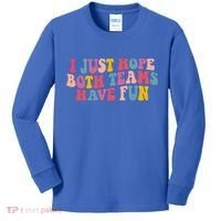I Just Hope Both Teams Have Fun Groovy Football Gift Kids Long Sleeve Shirt thumb 0