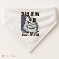 I'm Just Here For The Mashed Potatoes Cute Thanksgiving Food USA-Made Doggie Bandana thumb 0