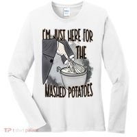 I'm Just Here For The Mashed Potatoes Cute Thanksgiving Food Women's Long Sleeve Shirt thumb 0