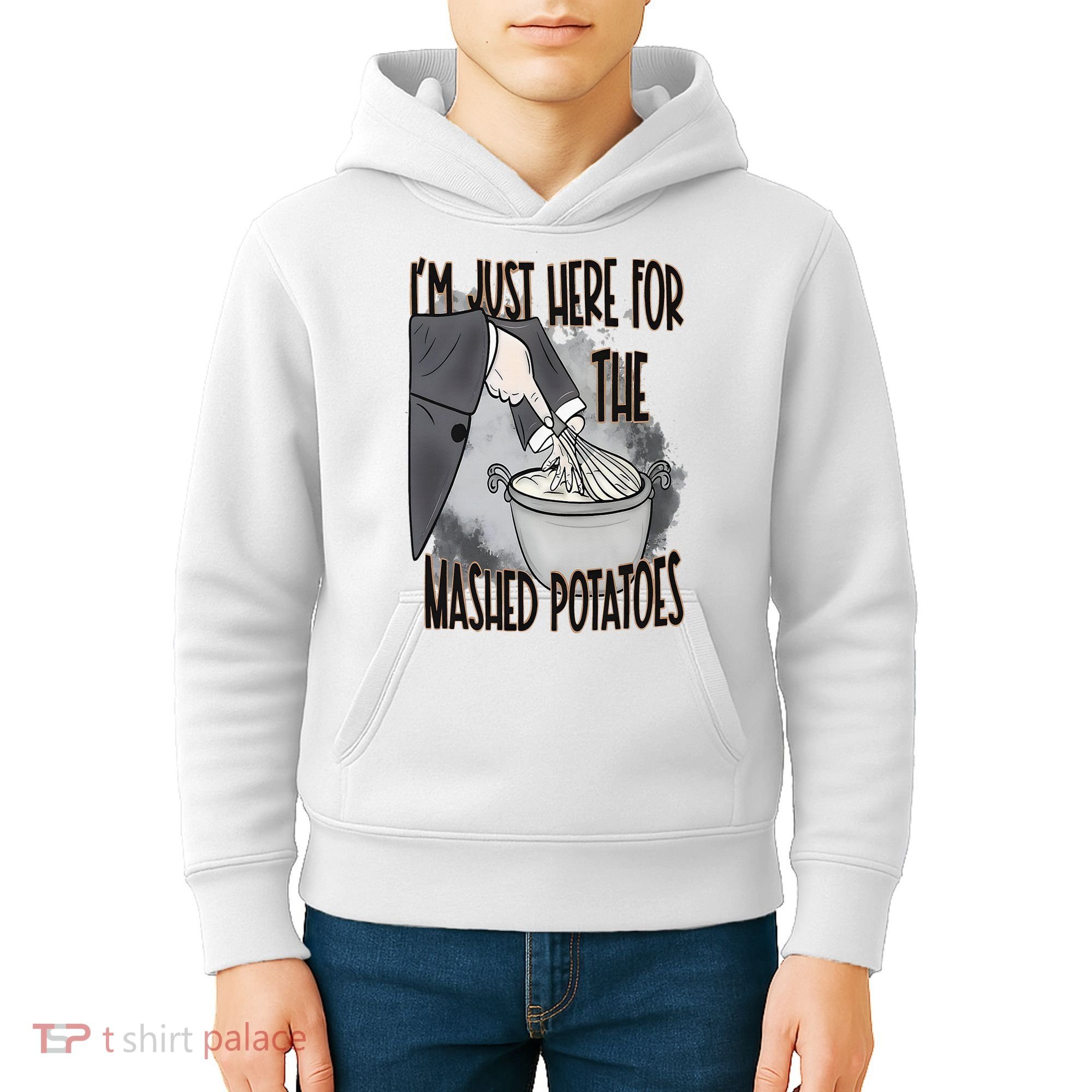 I'm Just Here For The Mashed Potatoes Cute Thanksgiving Food Kids Hoodie