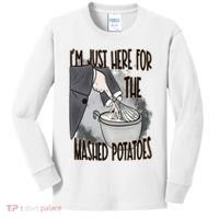 I'm Just Here For The Mashed Potatoes Cute Thanksgiving Food Kids Long Sleeve Shirt thumb 0
