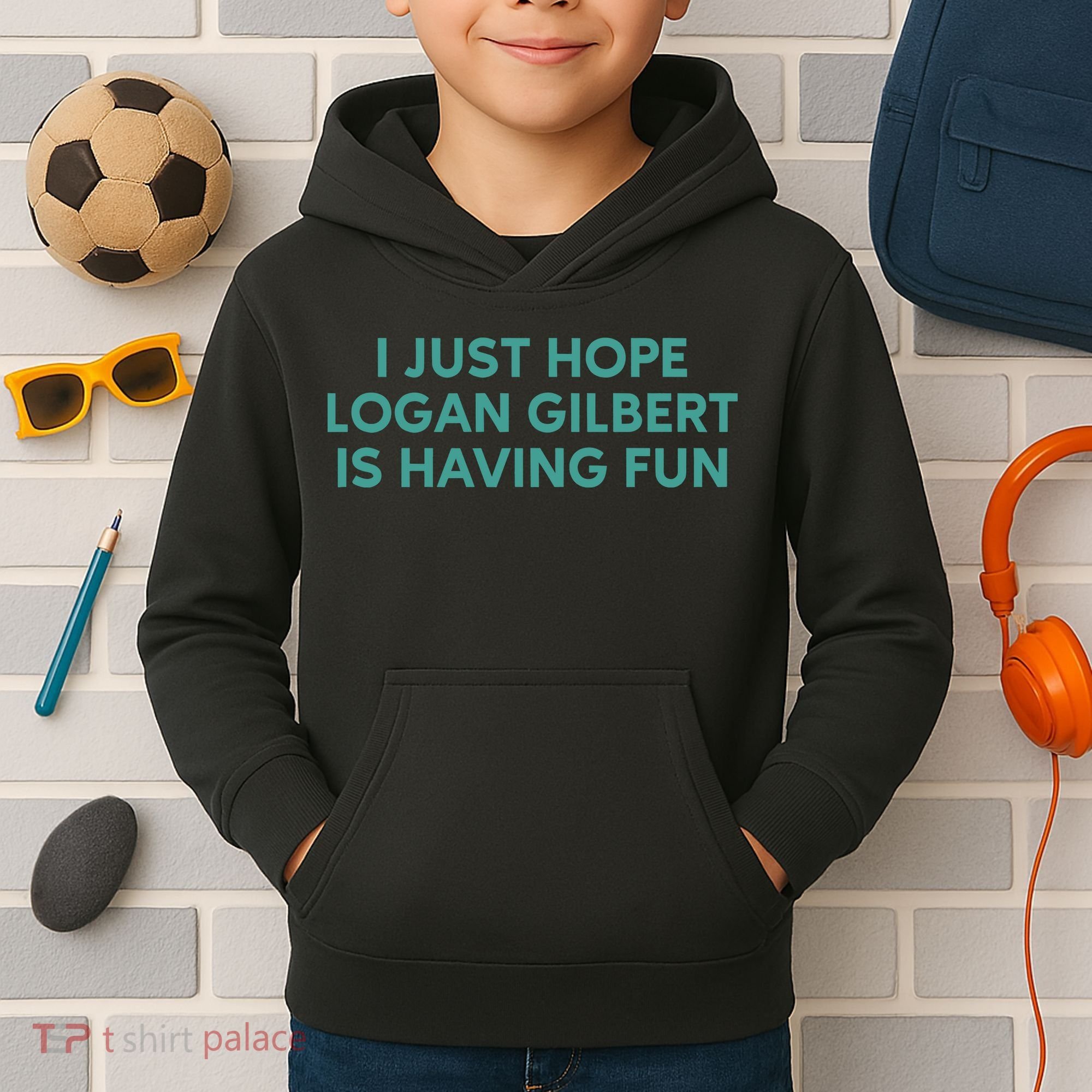 I Just Hope Logan Gilbert Is Having Fun Kids Hoodie