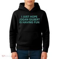 I Just Hope Logan Gilbert Is Having Fun Kids Hoodie thumb 4