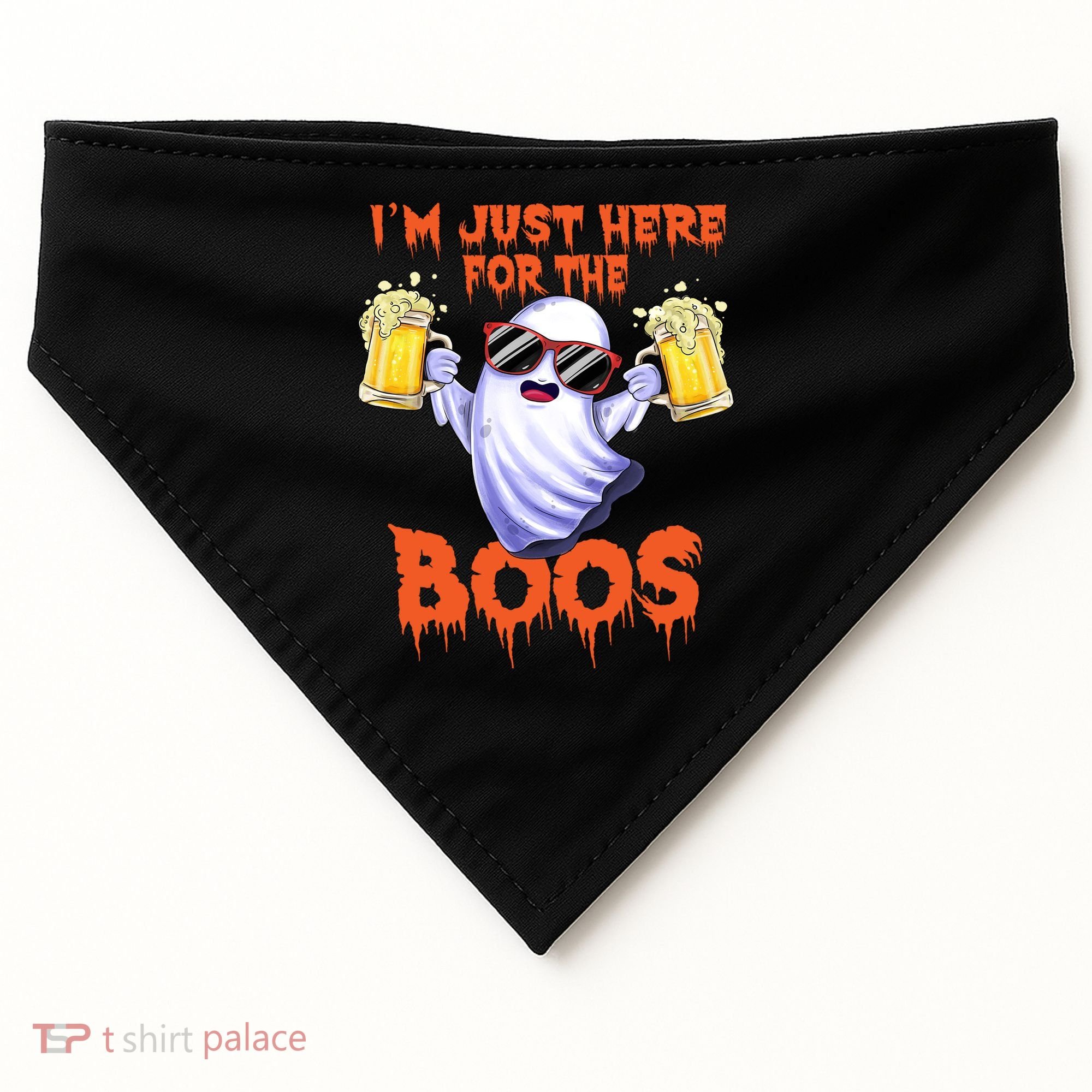 Im Just Here For The Boos Ghost Ing Halloween Beer Gift USA-Made Doggie Bandana