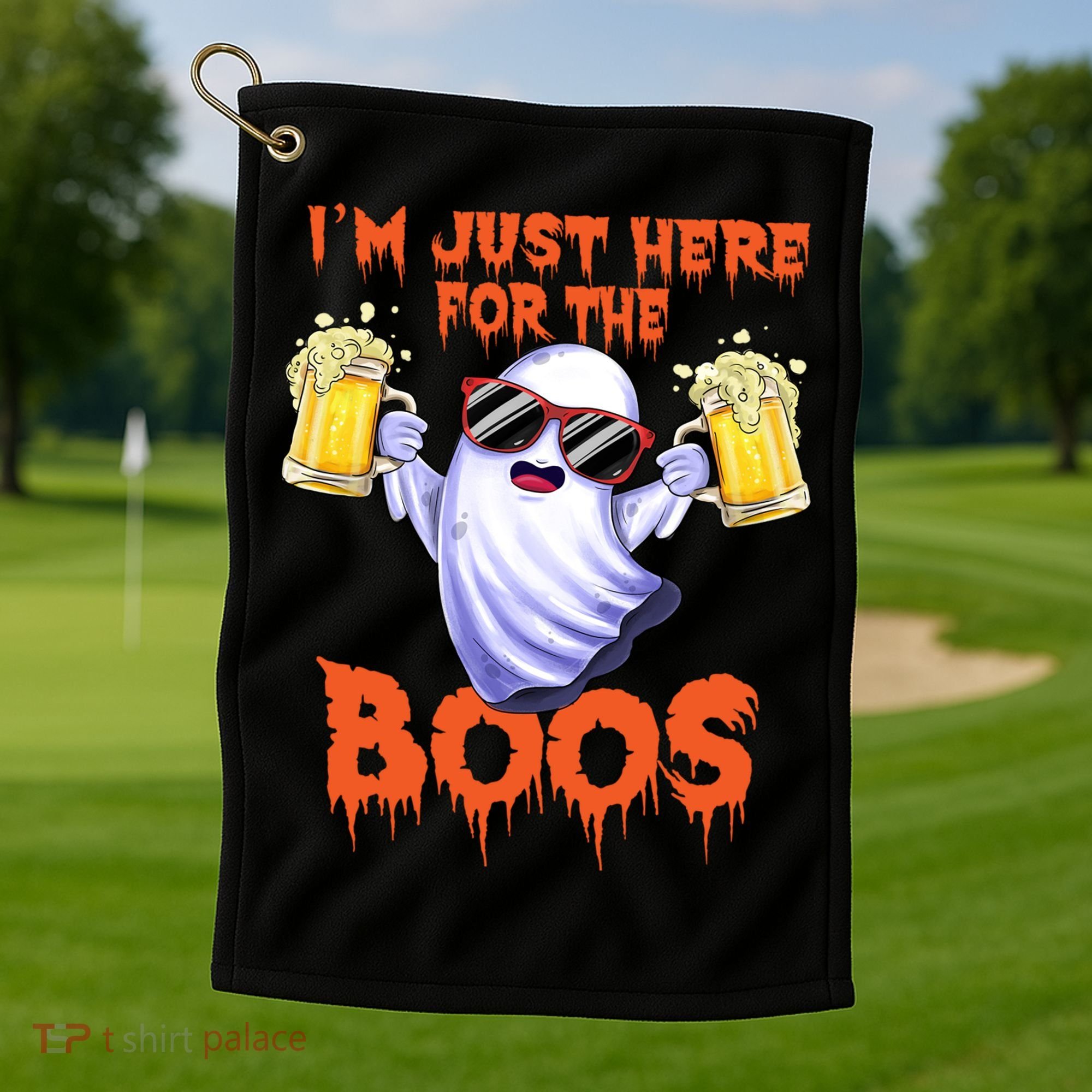 Im Just Here For The Boos Ghost Ing Halloween Beer Gift Golf Towel