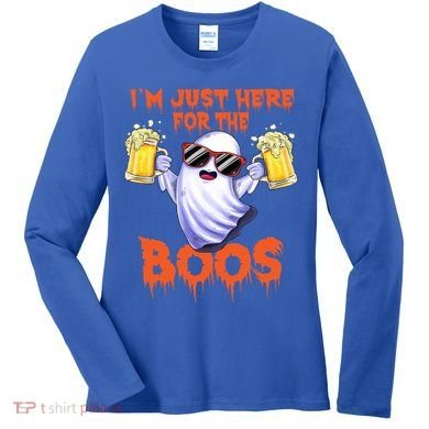 Im Just Here For The Boos Ghost Ing Halloween Beer Gift Women's Long Sleeve Shirt