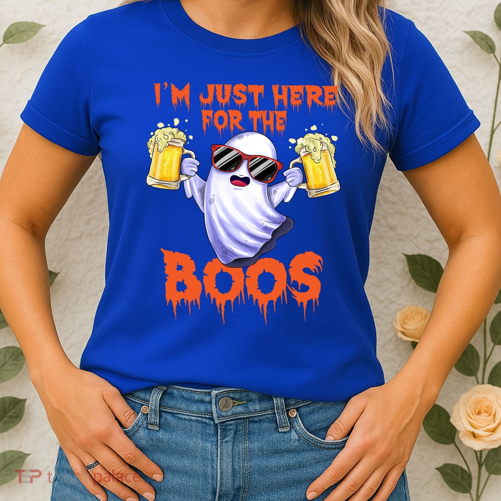 Im Just Here For The Boos Ghost Ing Halloween Beer Gift Women's T-Shirt