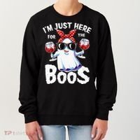 Im Just Here For The Boos Halloween Ghost Cute Funny Women's Sweatshirt thumb 0