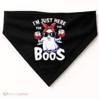 Im Just Here For The Boos Halloween Ghost Cute Funny USA-Made Doggie Bandana thumb 0