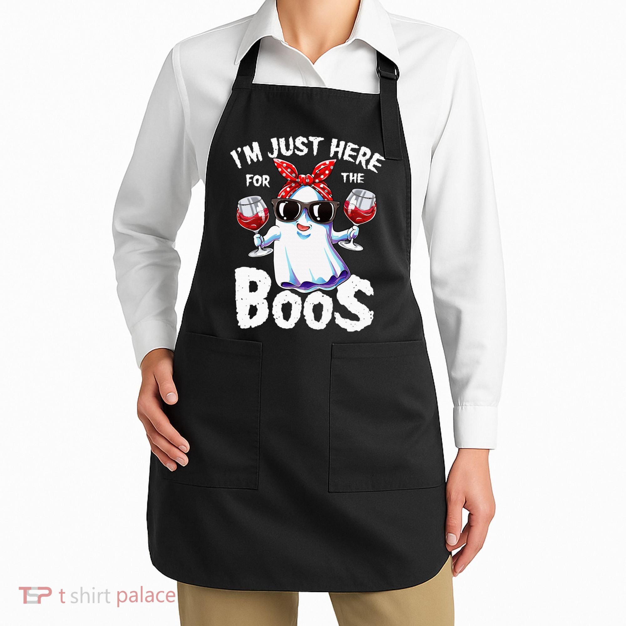 Im Just Here For The Boos Halloween Ghost Cute Funny Apron