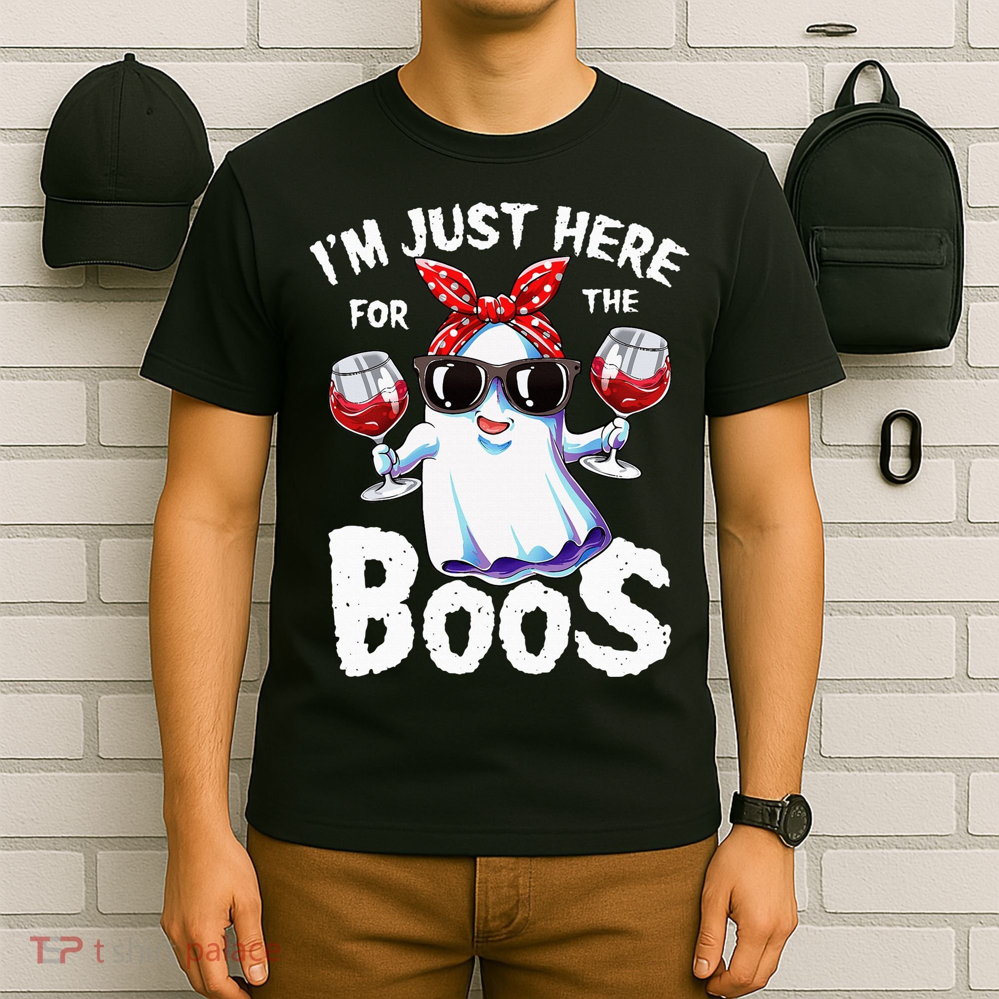 Im Just Here For The Boos Halloween Ghost Cute Funny T-Shirt