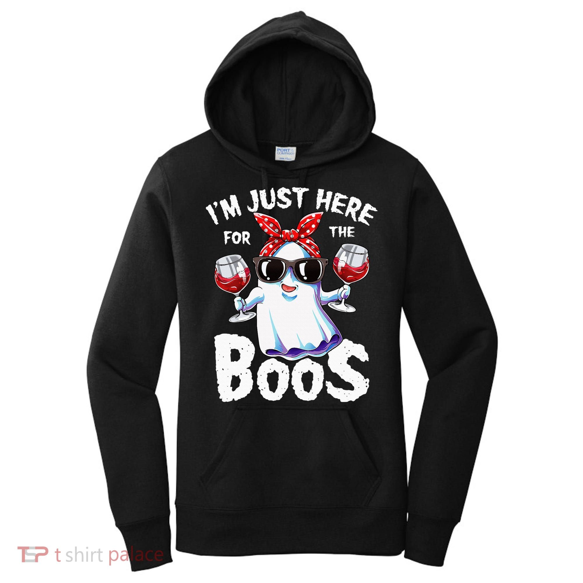 Im Just Here For The Boos Halloween Ghost Cute Funny Women's Hoodie