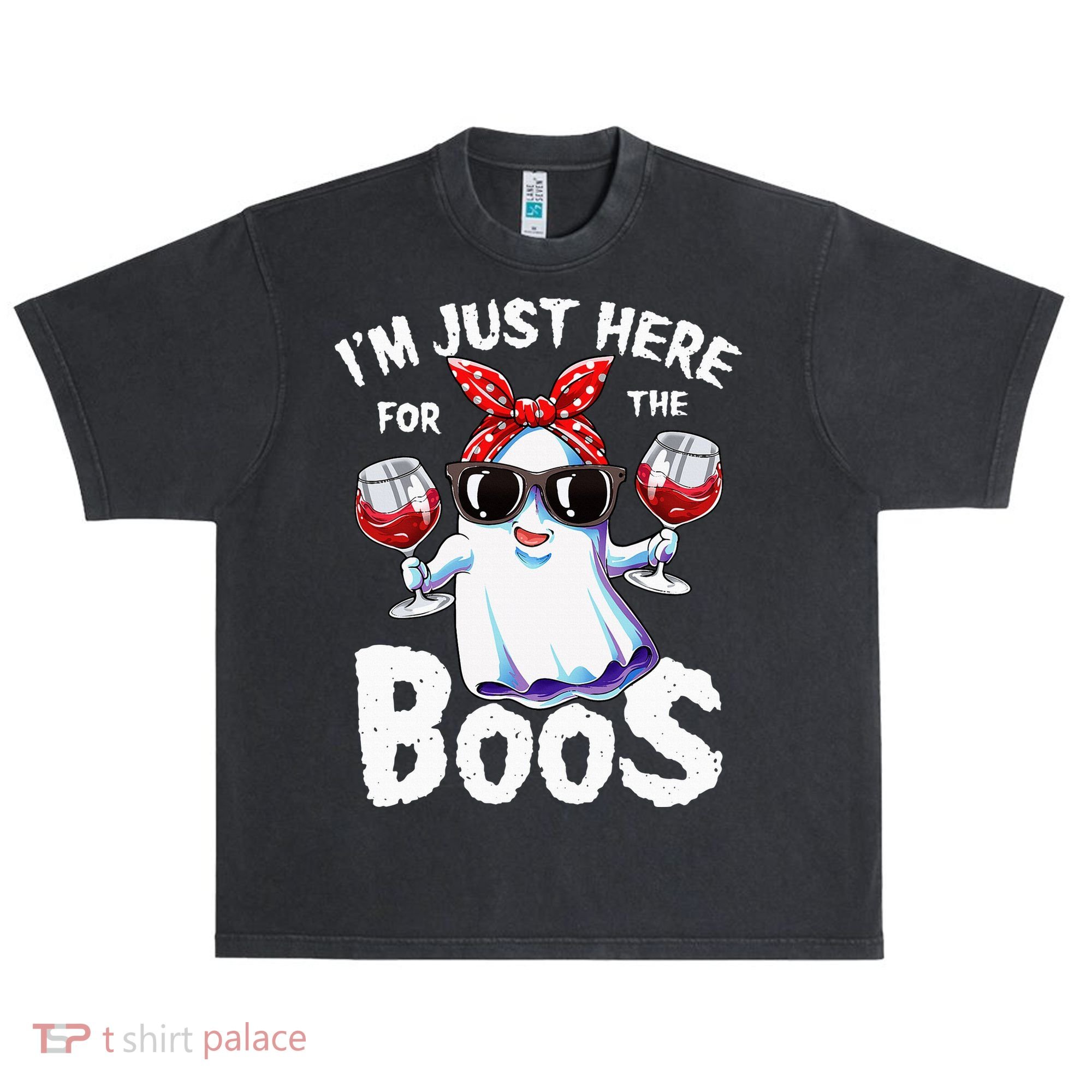 Im Just Here For The Boos Halloween Ghost Cute Funny Urban Oversized Heavyweight T-Shirt