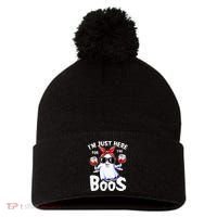 Im Just Here For The Boos Halloween Ghost Cute Funny Pom Pom 12in Knit Beanie thumb 0