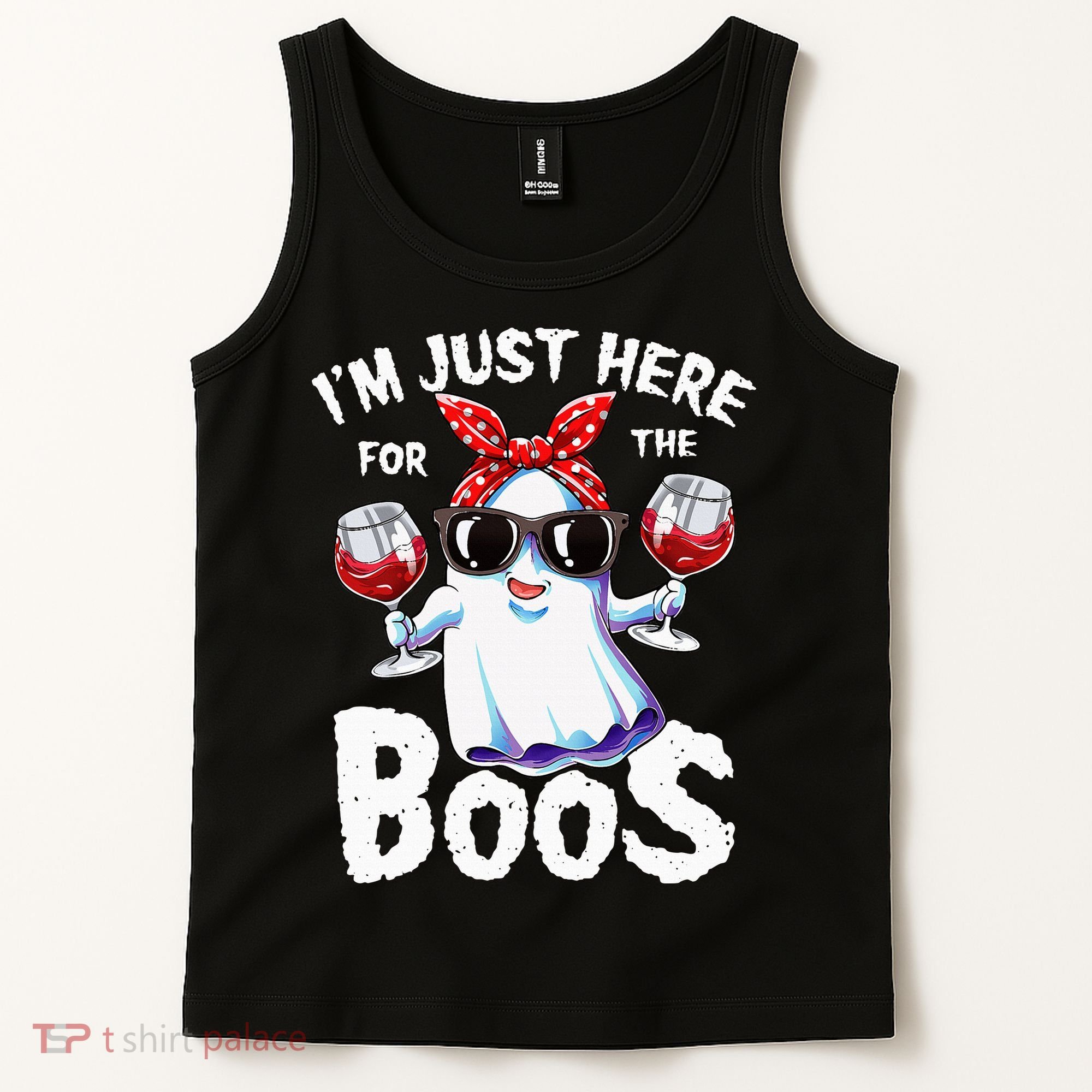 Im Just Here For The Boos Halloween Ghost Cute Funny Tank Top