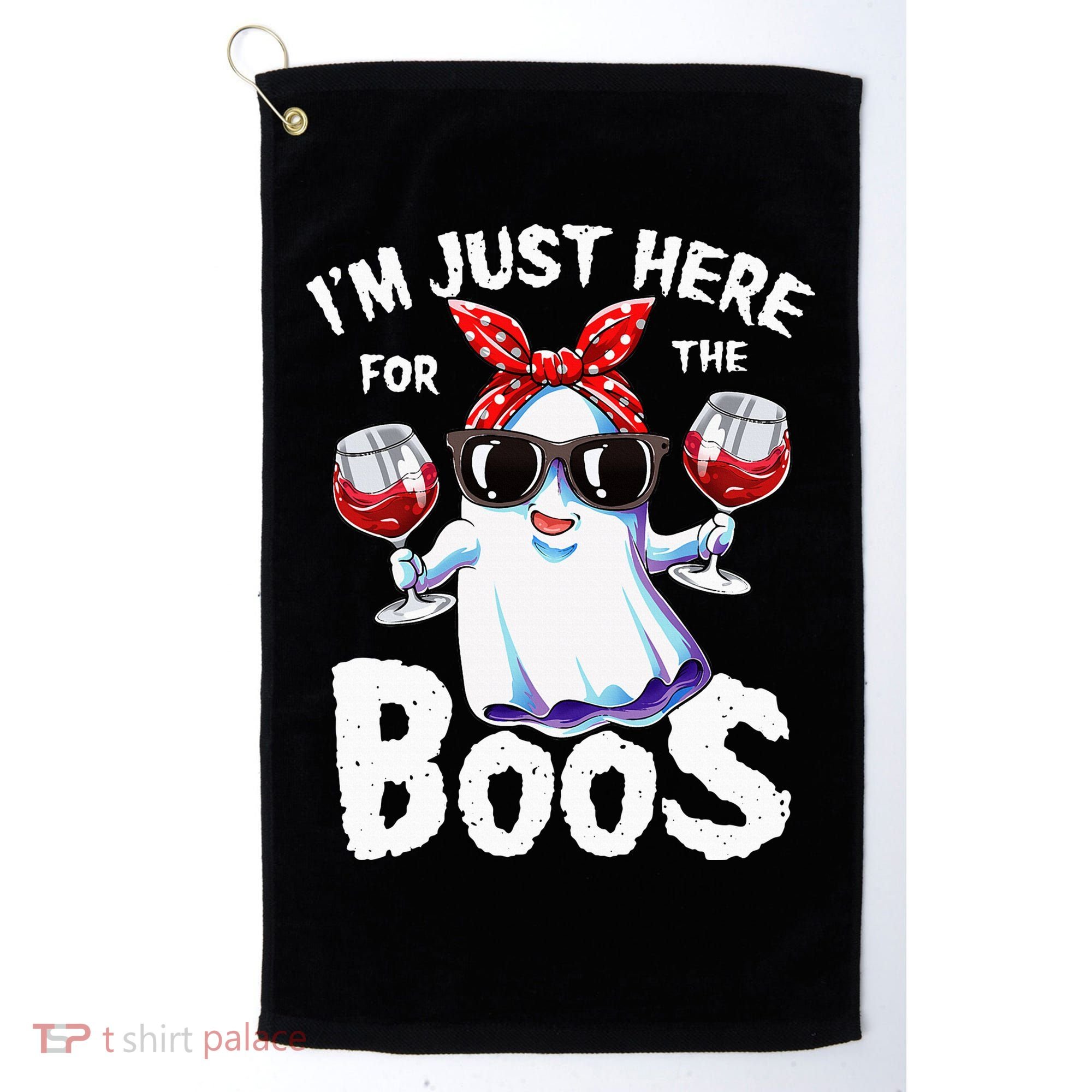 Im Just Here For The Boos Halloween Ghost Cute Funny Golf Towel
