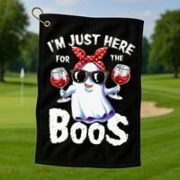 Im Just Here For The Boos Halloween Ghost Cute Funny Golf Towel thumb 1