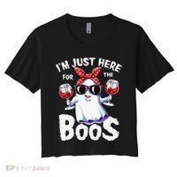 Im Just Here For The Boos Halloween Ghost Cute Funny Women's Crop Top Tee thumb 0
