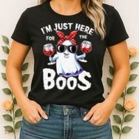 Im Just Here For The Boos Halloween Ghost Cute Funny Women's T-Shirt thumb 2