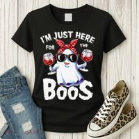 Im Just Here For The Boos Halloween Ghost Cute Funny Women's T-Shirt thumb 3