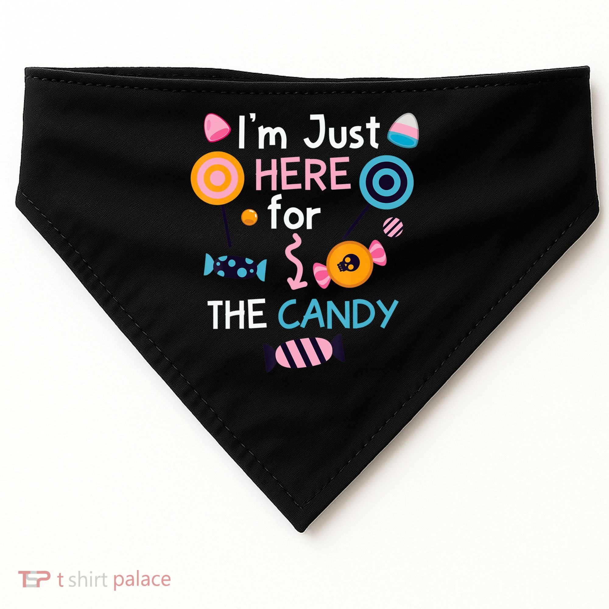 I'm Just Here For The Candy Cute Halloween Candy Party USA-Made Doggie Bandana