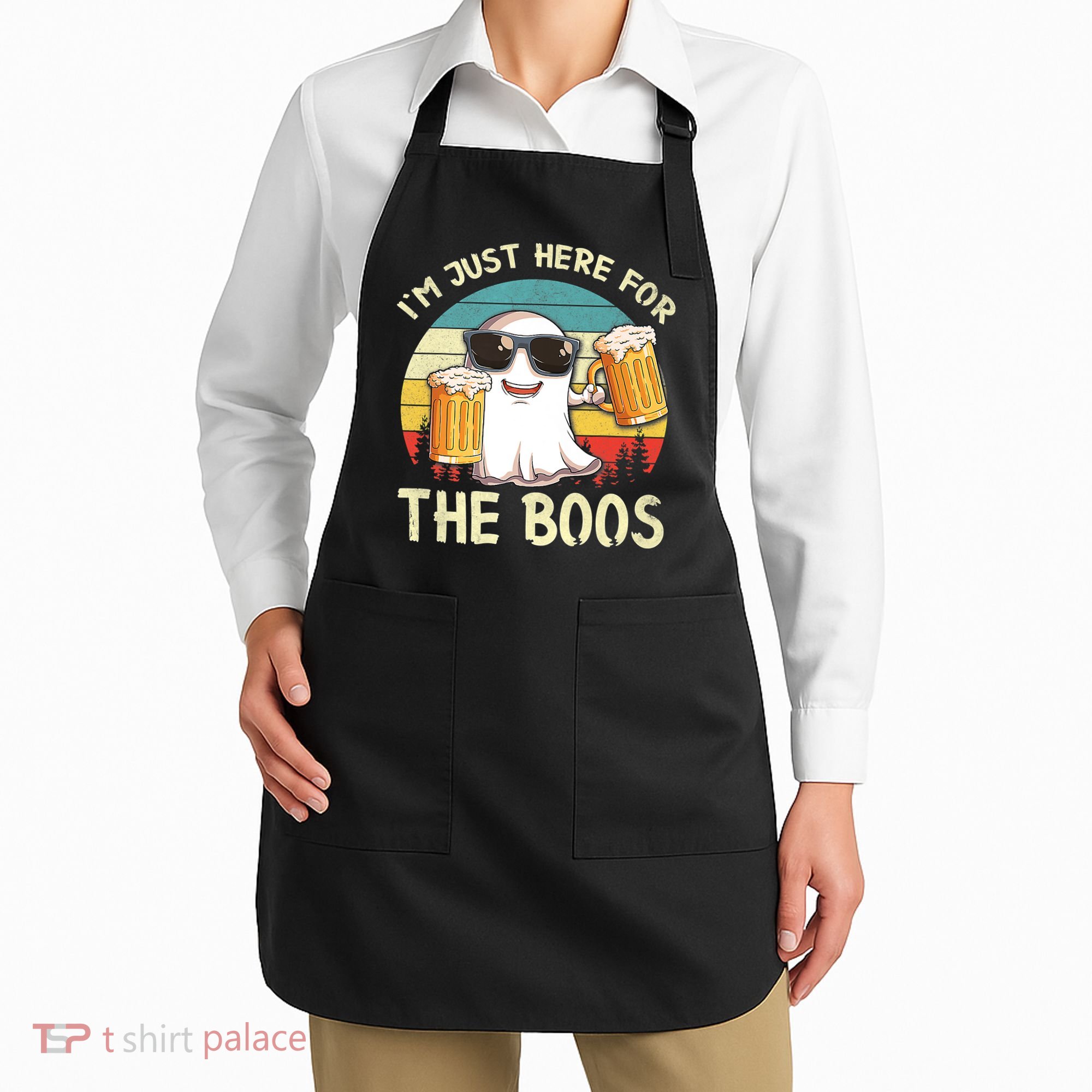 I'm Just Here For The Boos Funny Halloween Beer Lovers Drink Apron