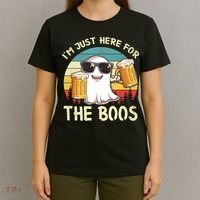 I'm Just Here For The Boos Funny Halloween Beer Lovers Drink T-Shirt thumb 4