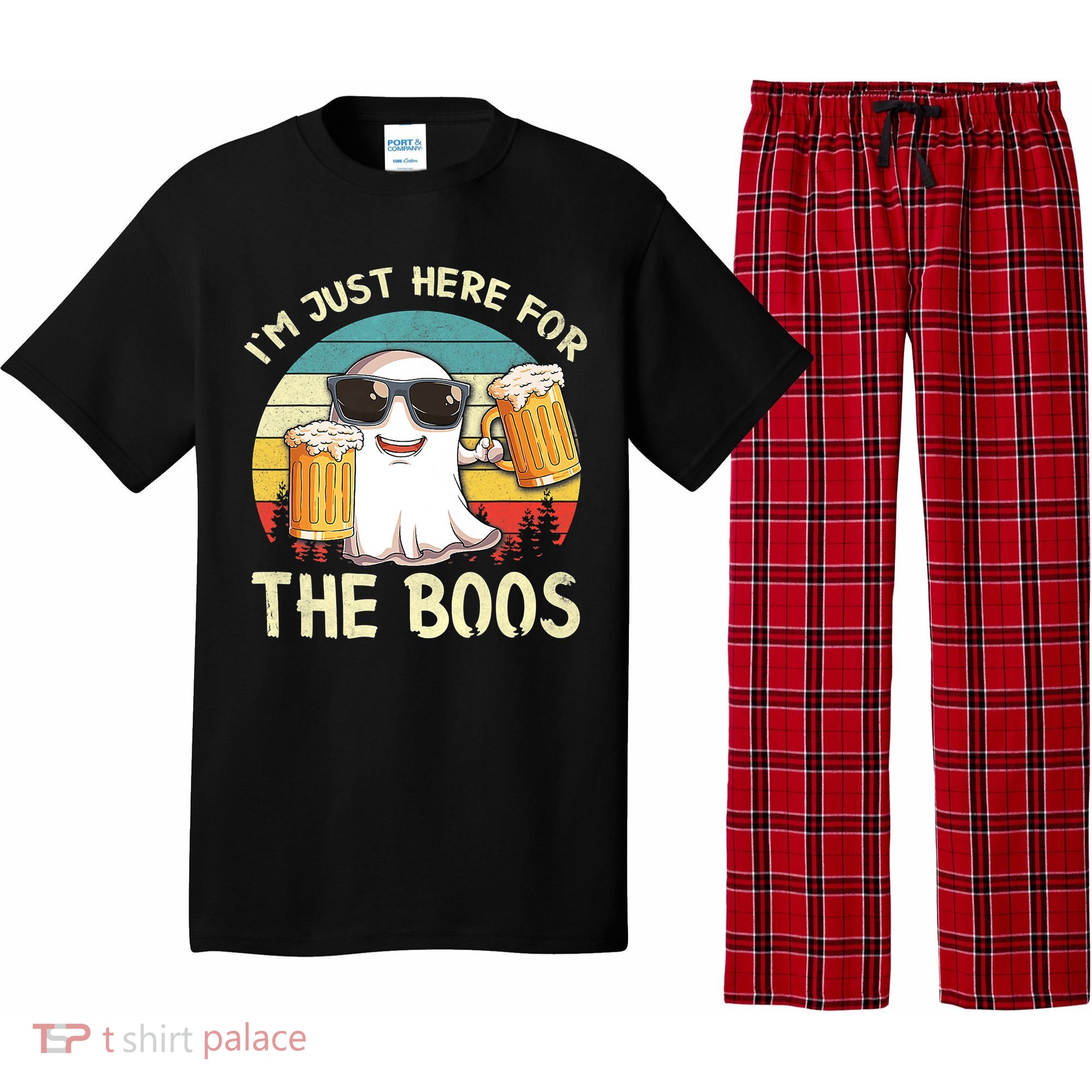 I'm Just Here For The Boos Funny Halloween Beer Lovers Drink Pajama Set