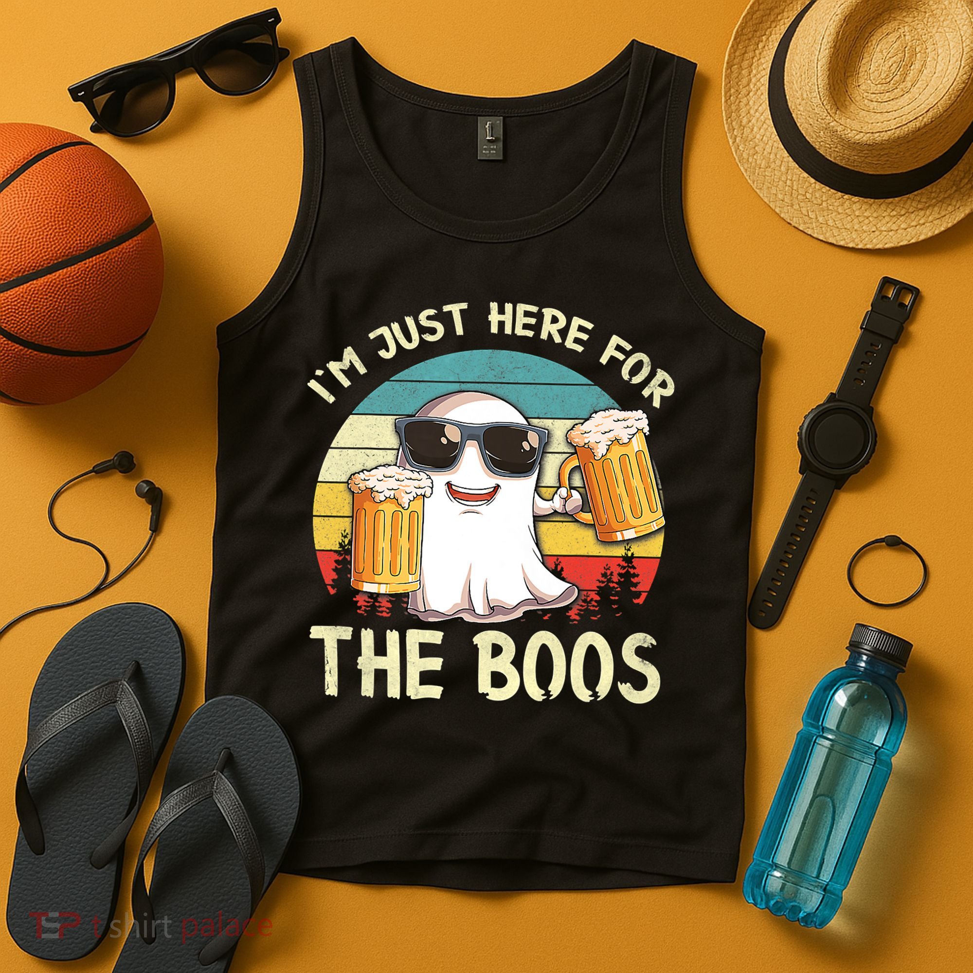 I'm Just Here For The Boos Funny Halloween Beer Lovers Drink Tank Top