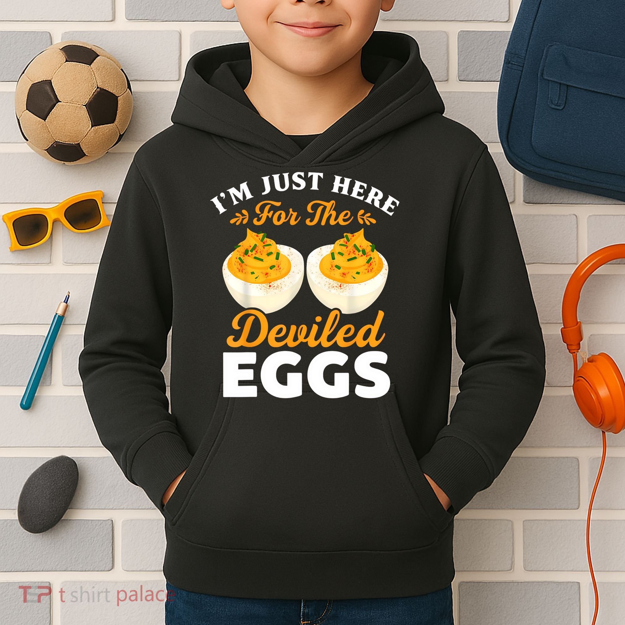 IM Just Here For The Deviled Eggs Kids Hoodie