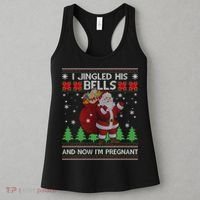 I Jingled His Bells And Now IM Pregnant Ugly Xmas Women's Tank Top thumb 3